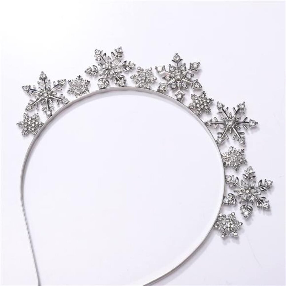 Christmas Snowflake Headbands for Women Rhinestone Winter Party - Picture 5 of 8